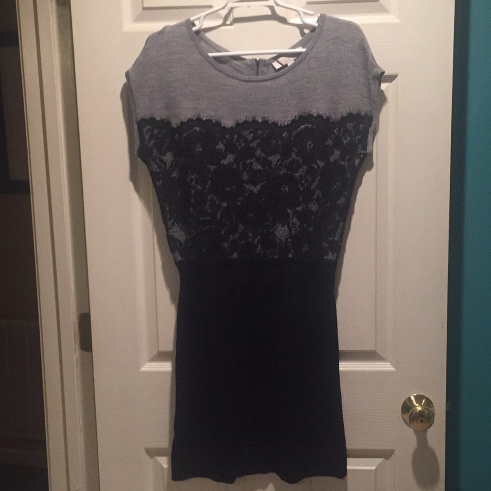 Sweater dress by Ann Taylor Loft in black & grey.